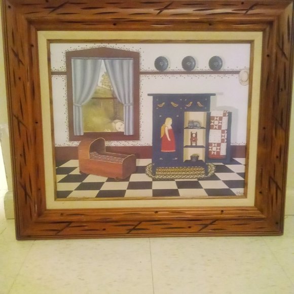 1983 Pat Pearson "Peeking In" Farmhouse Folk Art Limited Print #37/1150 Framed - Picture 3 of 12